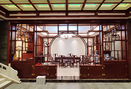贵州中式会所装修茶桌椅摆放效果图
