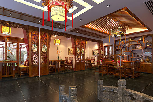 贵州优雅恬淡中式茶叶店装修设计效果图