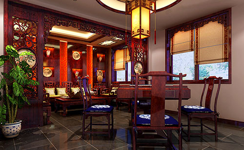 贵州古典中式风格茶楼包间设计装修效果图