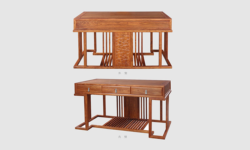 贵州 别墅中式家居书房装修实木书桌效果图